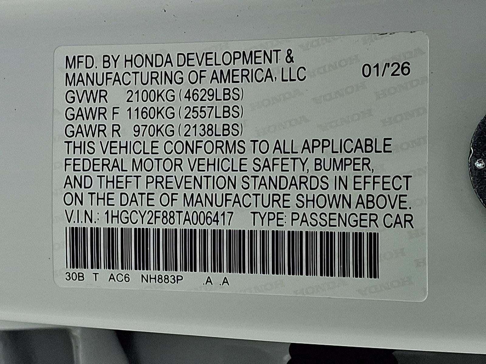 2026 Honda Accord Hybrid Touring Sedan