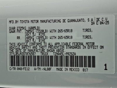 2025 Toyota Tacoma 4WD 4WD TRD Sport Double Cab 5' Bed MT (Natl)