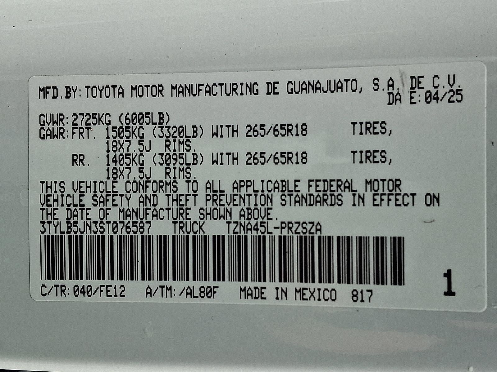 2025 Toyota Tacoma 4WD 4WD TRD Sport Double Cab 5' Bed MT (Natl)