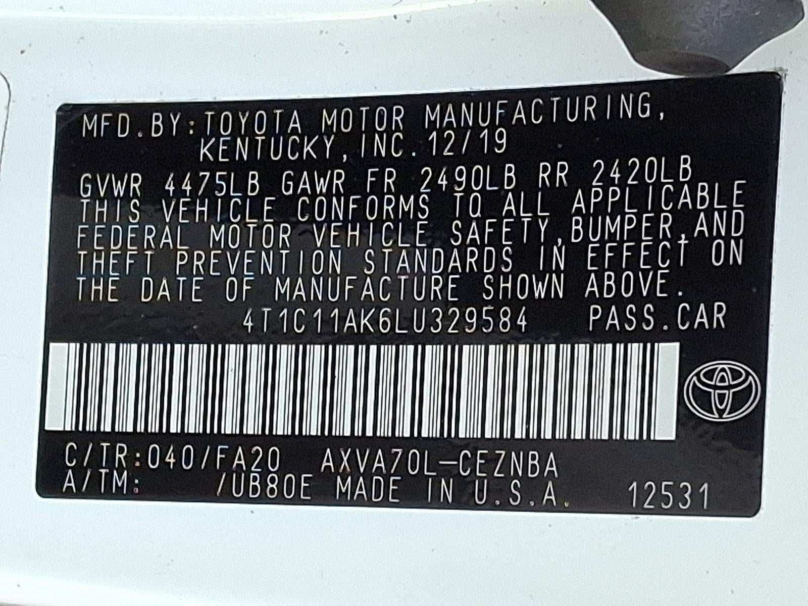 2020 Toyota Camry LE Auto (Natl)