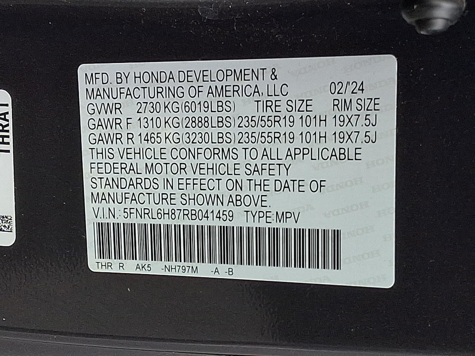 2024 Honda Odyssey Touring Auto