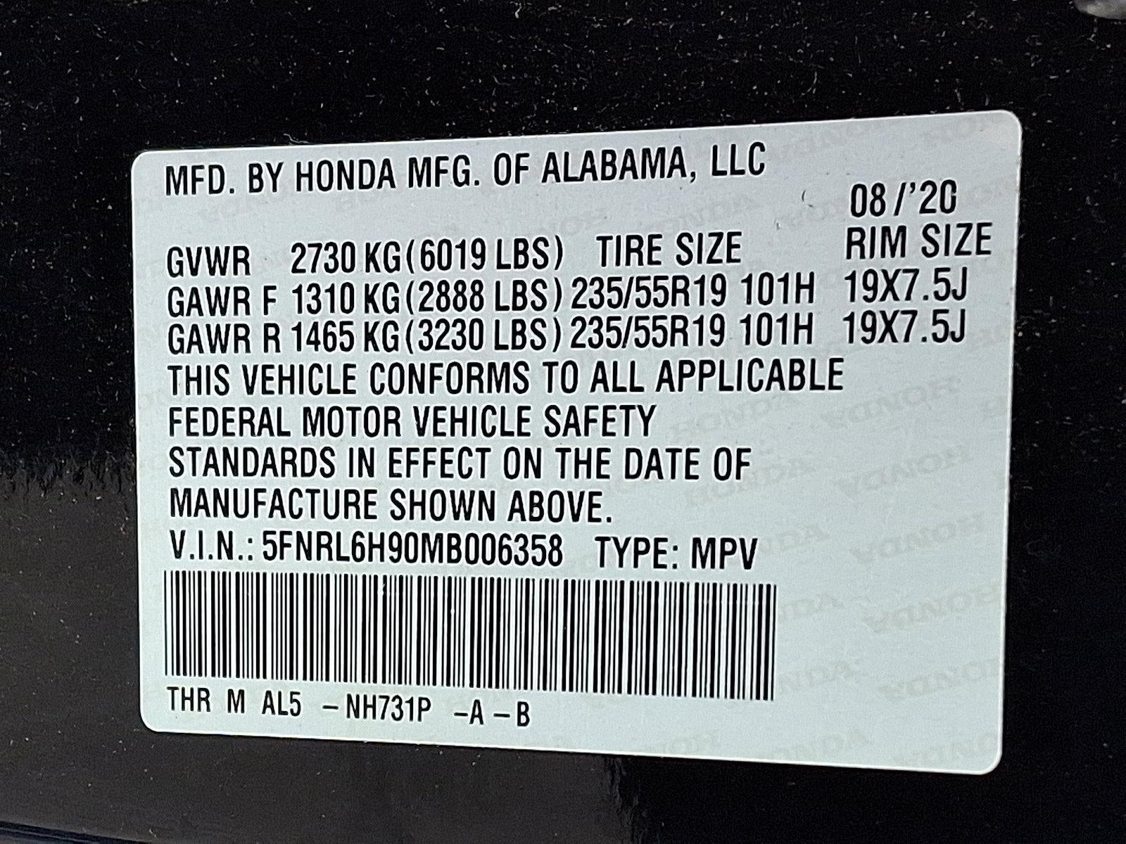 2021 Honda Odyssey Elite Auto