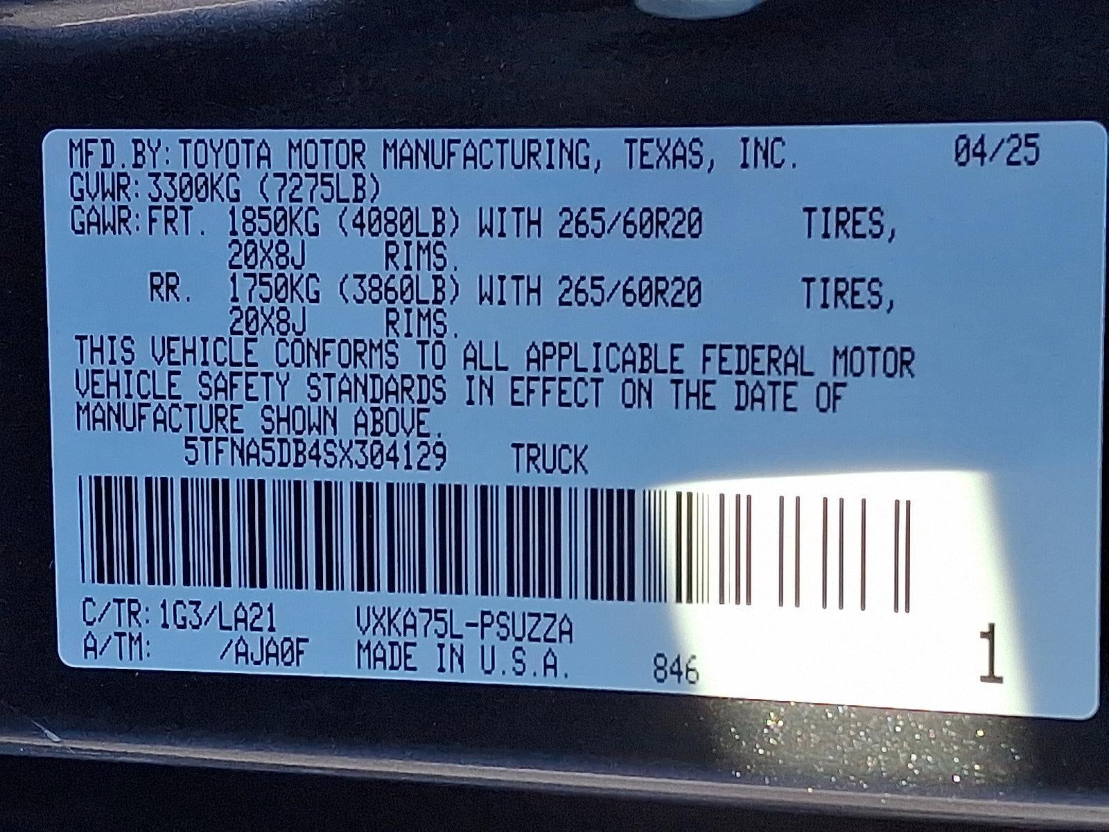 2025 Toyota Tundra 4WD 4WD Platinum CrewMax 5.5' Bed (Natl)