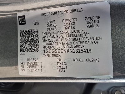 2022 Chevrolet Colorado Crew Cab Short Box 2-Wheel Drive LT