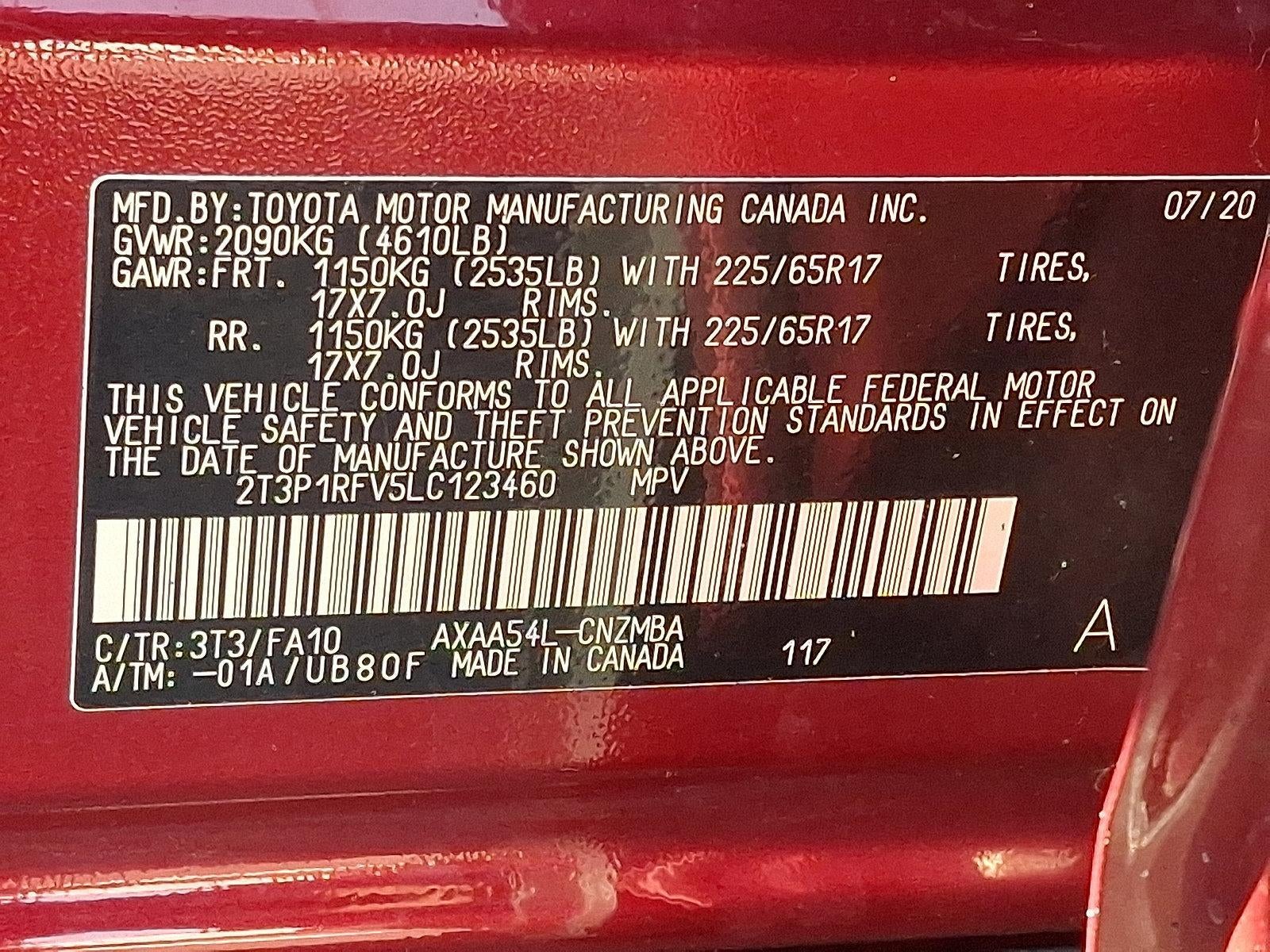 2020 Toyota RAV4 XLE AWD (Natl)