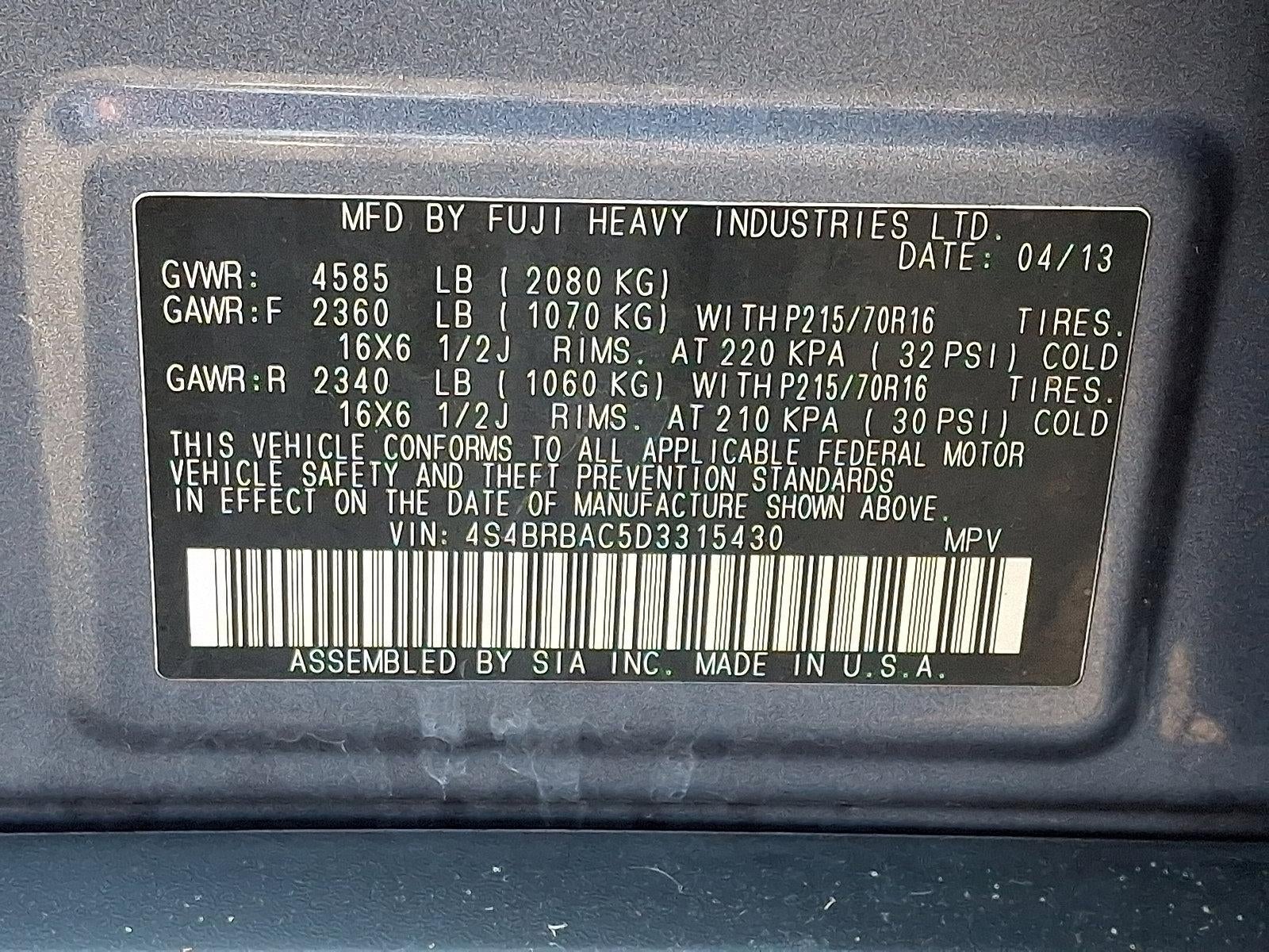2013 Subaru Outback 2.5i Automatic
