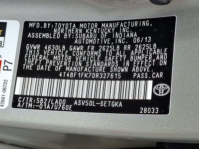 2013 Toyota Camry 4dr Sdn I4 Auto XLE (Natl)