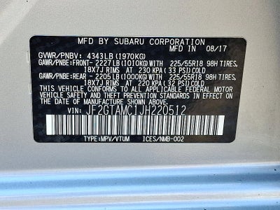 2018 Subaru Crosstrek 2.0i Limited CVT
