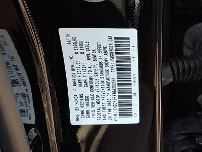 2016 Honda Accord Sedan EX-L CVT PZEV with Navigation and Honda Sensing