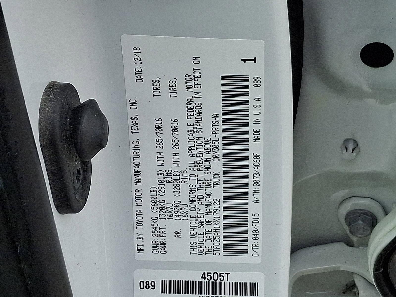 2019 Toyota Tacoma 4WD 4WD TRD Off Road Double Cab 5' Bed V6 AT (Natl)