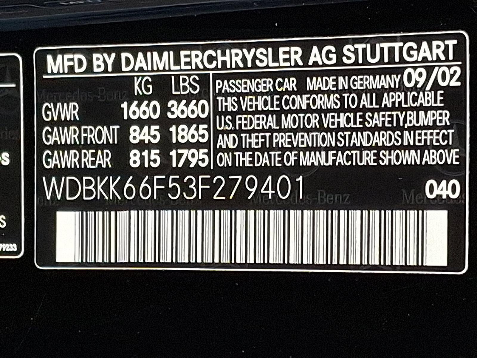 2003 Mercedes-Benz SLK 3.2L AMG®