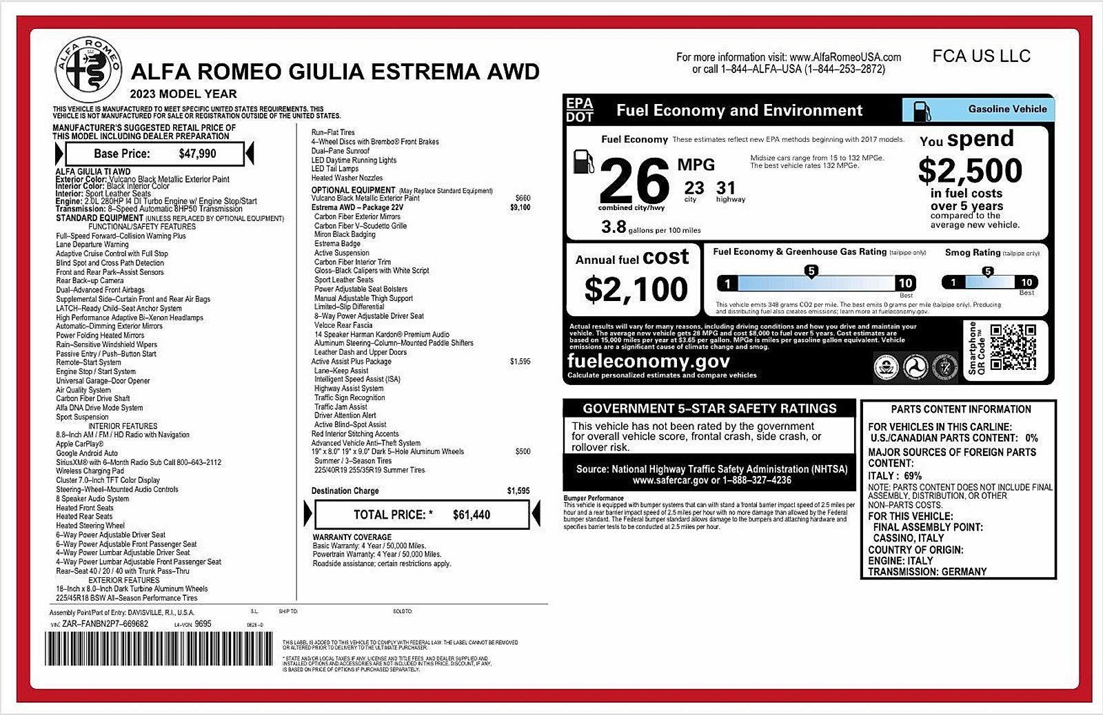 2023 Alfa Romeo Giulia Estrema AWD