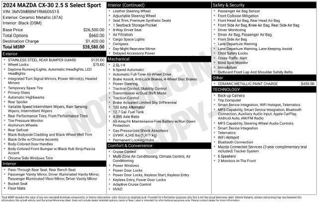 2024 Mazda Mazda CX-30 2.5 S Select Sport AWD