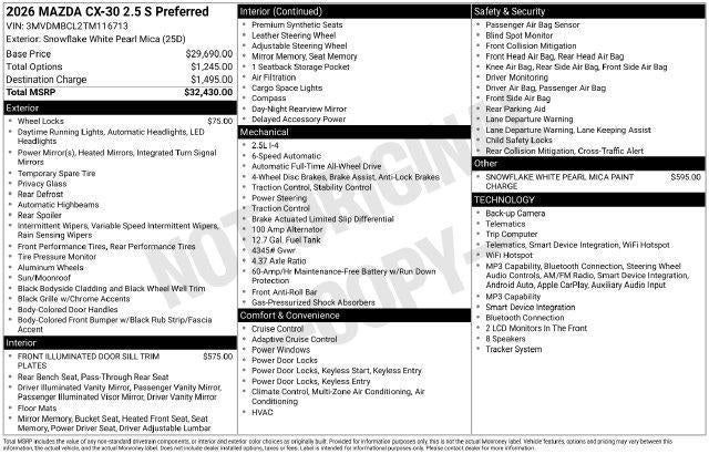 2026 Mazda Mazda CX-30 2.5 S Preferred AWD