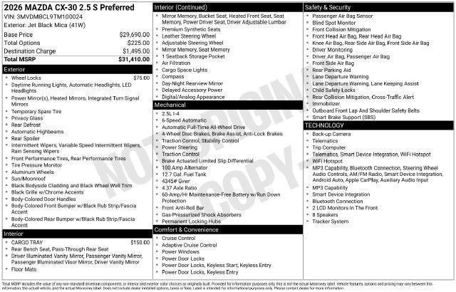 2026 Mazda Mazda CX-30 2.5 S Preferred AWD