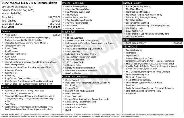 2022 Mazda Mazda CX-5 2.5 S Carbon Edition AWD