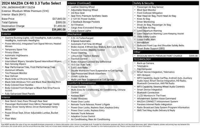 2024 Mazda Mazda CX-90 3.3 Turbo Select AWD