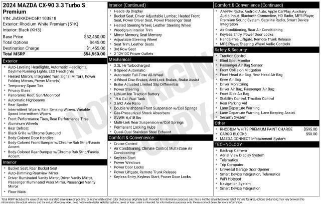 2024 Mazda Mazda CX-90 3.3 Turbo S Premium AWD