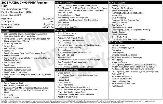 2024 Mazda Mazda CX-90 PHEV Premium Plus AWD