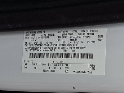 2022 Ford E-Transit Cargo Van T-350 148" EL Hi Rf 9500 GVWR RWD