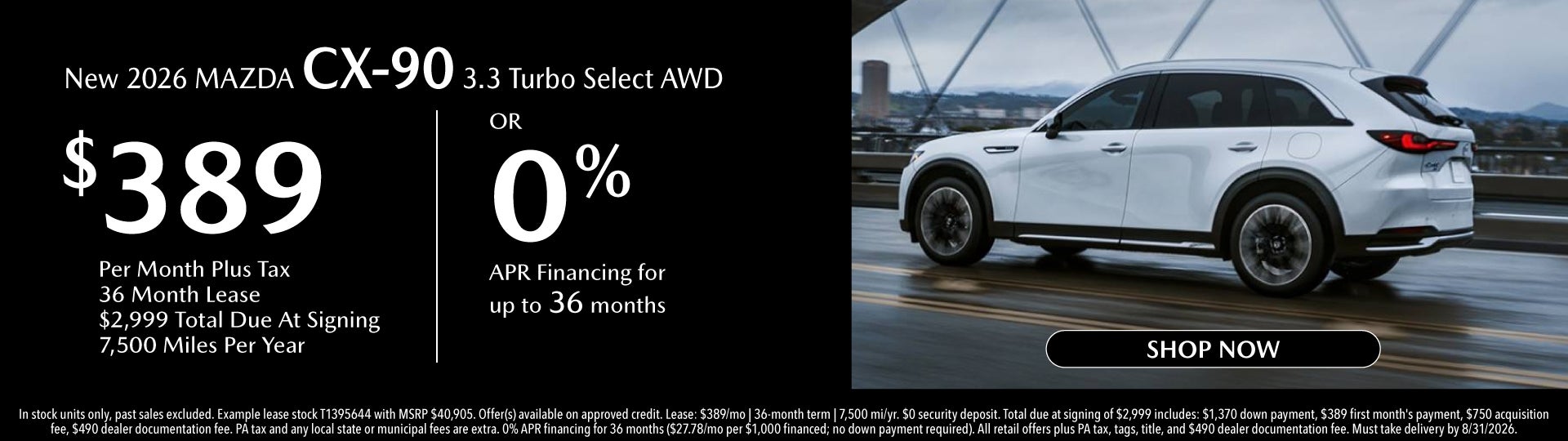 New 2026 MAZDA CX-90 3.3 Turbo Select AWD